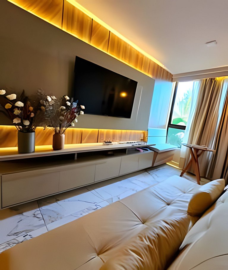 Flat 50m praia, Rooftop,próx Centro Porto Galinhas