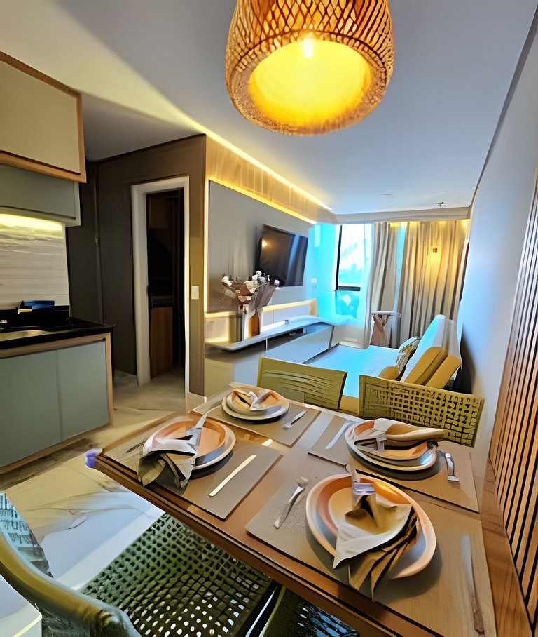 Flat 50m praia, Rooftop,próx Centro Porto Galinhas