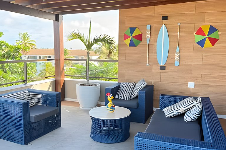 Flat 50m praia, Rooftop,próx Centro Porto Galinhas