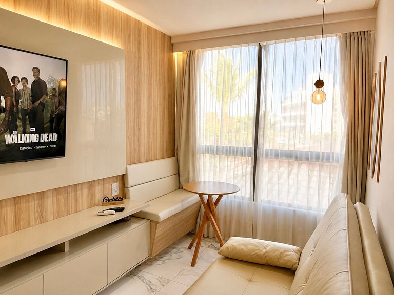 Flat 50m praia, Rooftop,próx Centro Porto Galinhas