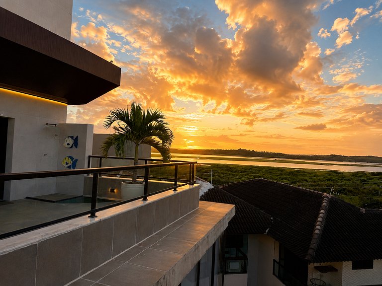 Flat 50m praia, Rooftop,próx Centro Porto Galinhas
