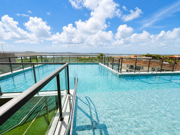 Flat 50m praia, Rooftop,próx Centro Porto Galinhas