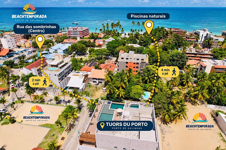 Flat2Q| 200m da Praia/Centro de Porto de Galinhas